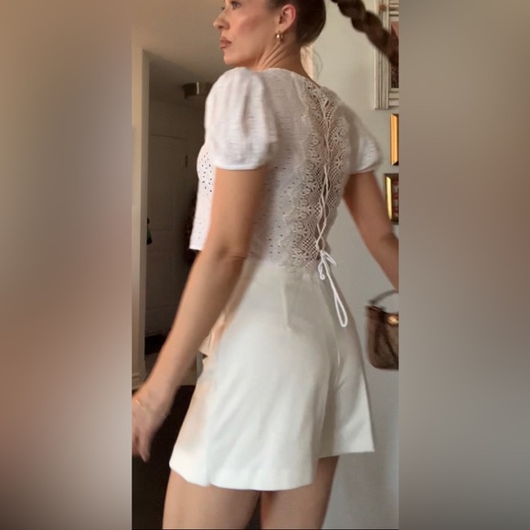 White Eyelet Puff Sleeve Top - Picture 5 of 16